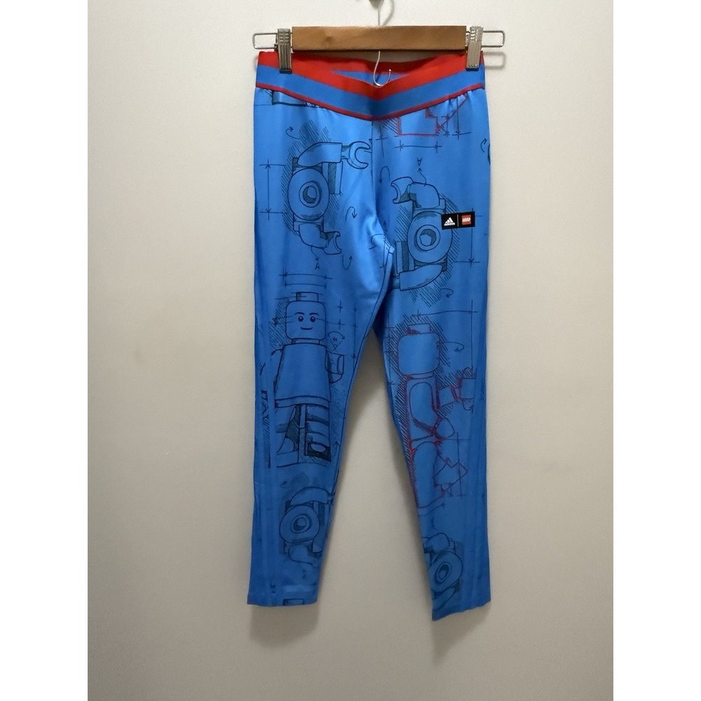Adidas x LEGO Boys‎ Girls L 13-14 Blue Graphic Tech Pack Tight Leggings